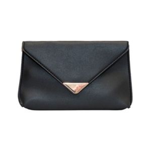 Black Leather Clutch with Gold Accent